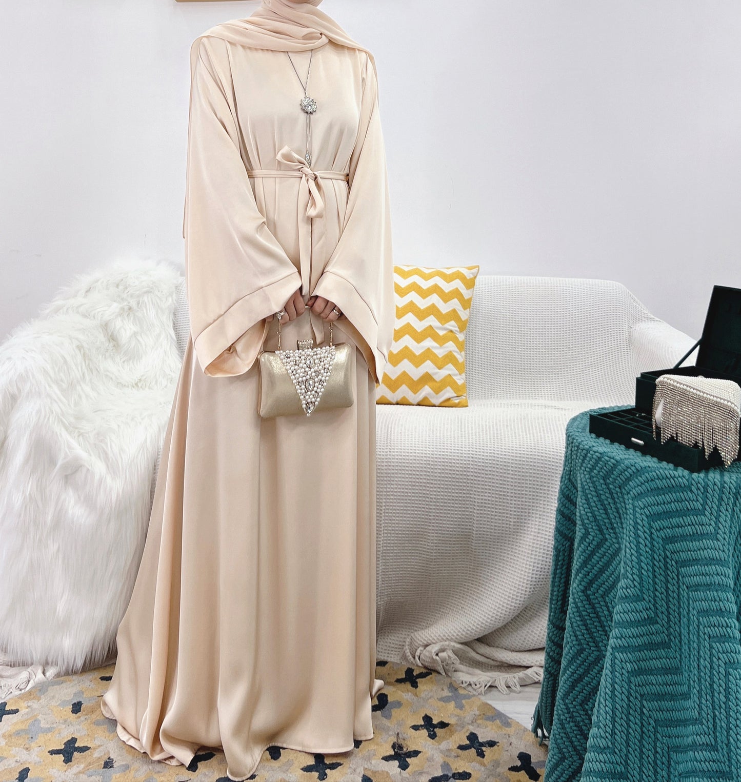 Samreen Satin Abaya