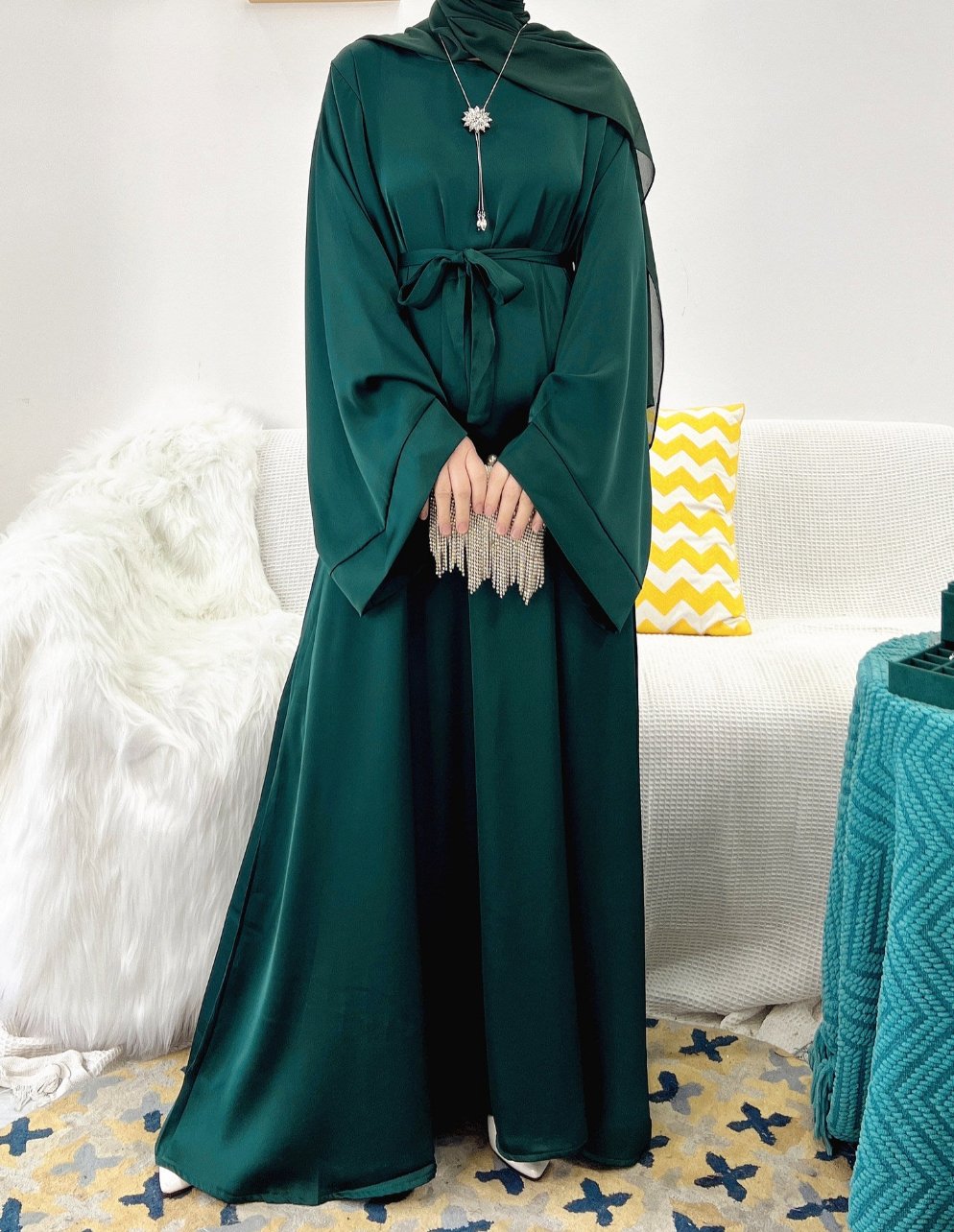 Samreen Satin Abaya