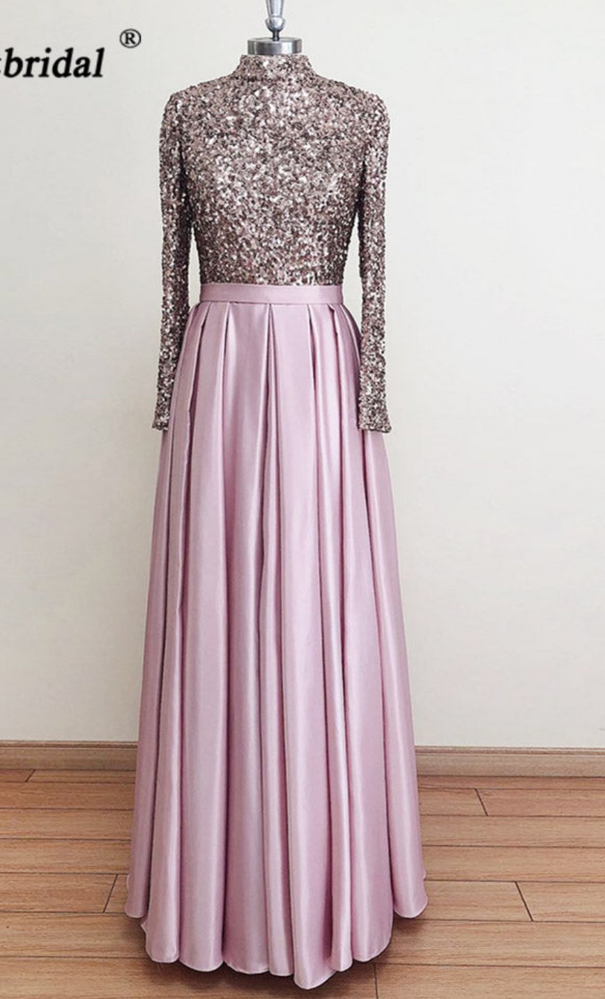 Meera Glitter Gown- Dusty Pink High Neck / 16W Meera Glitter Gown- Dusty Pink High Neck / 16W