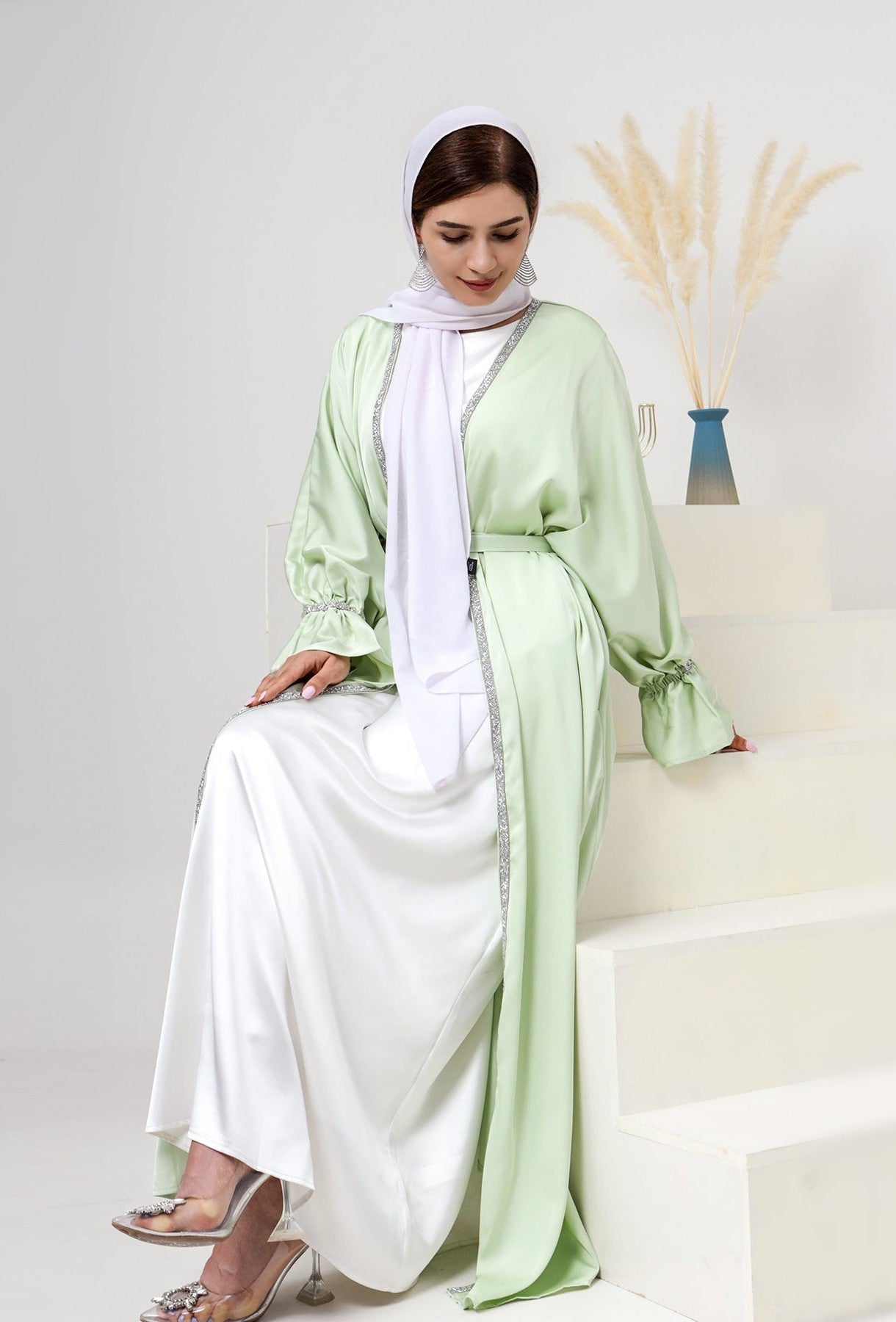 Noreen Satin Abaya Set