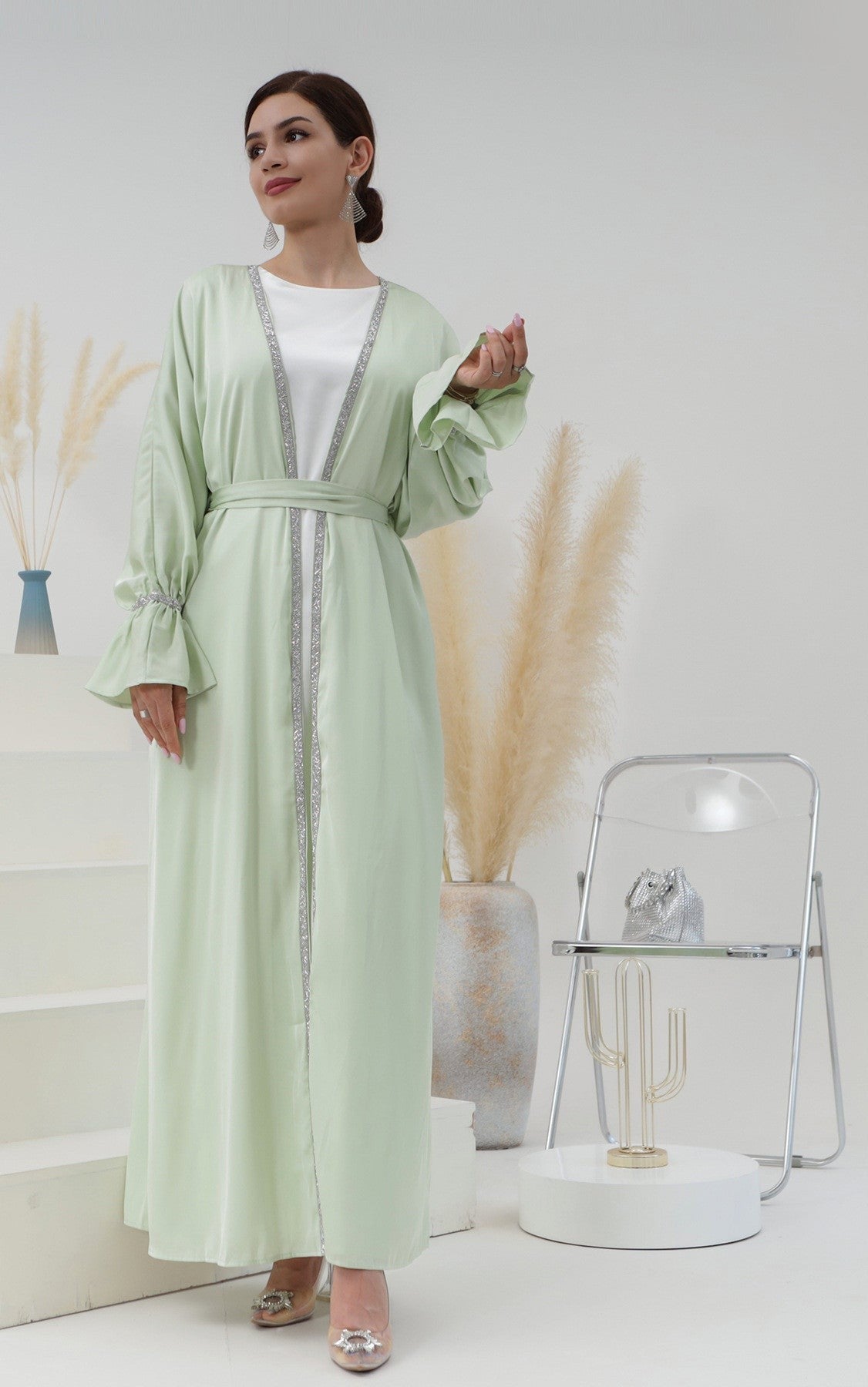 Noreen Satin Abaya Set