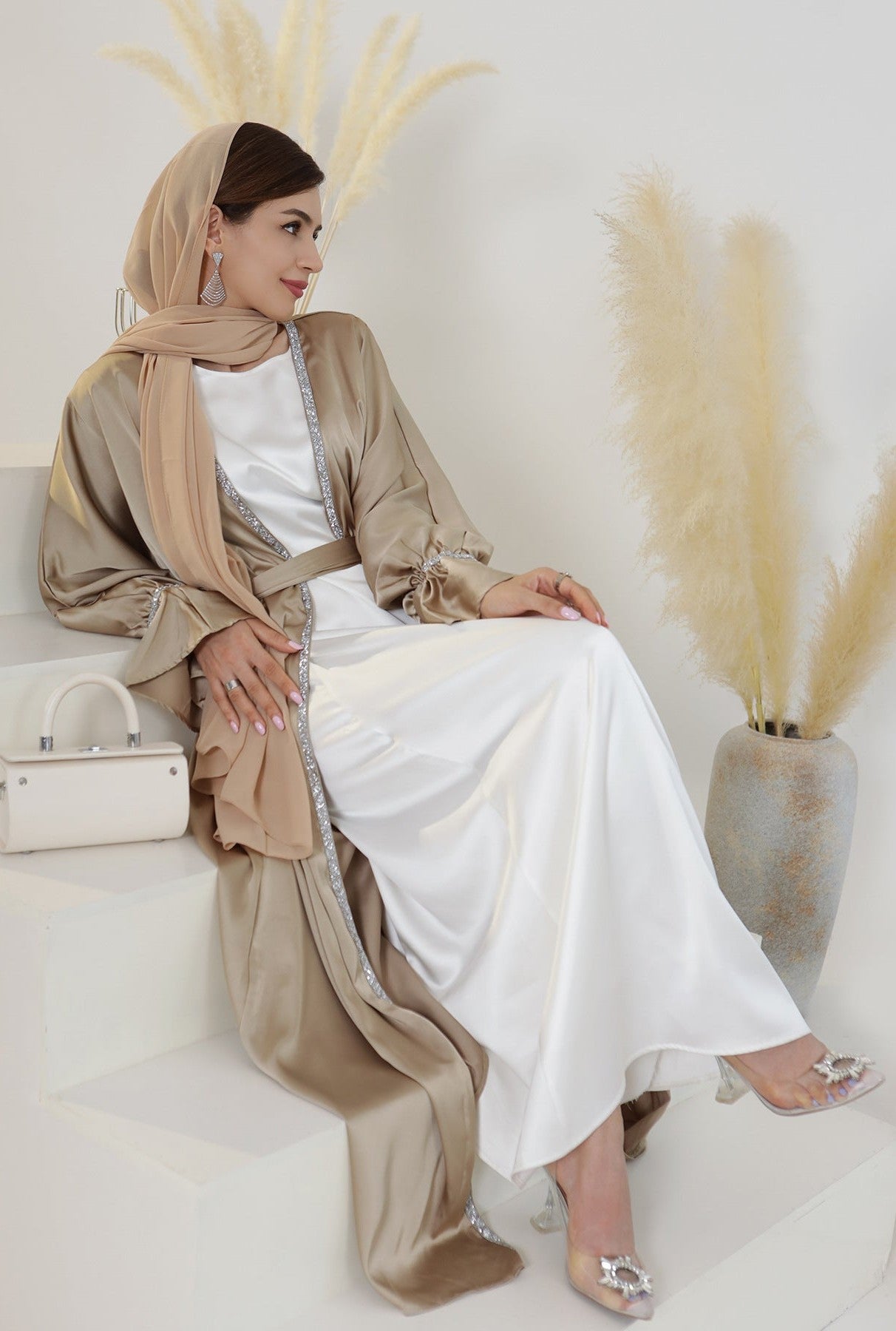 Noreen Satin Abaya Set