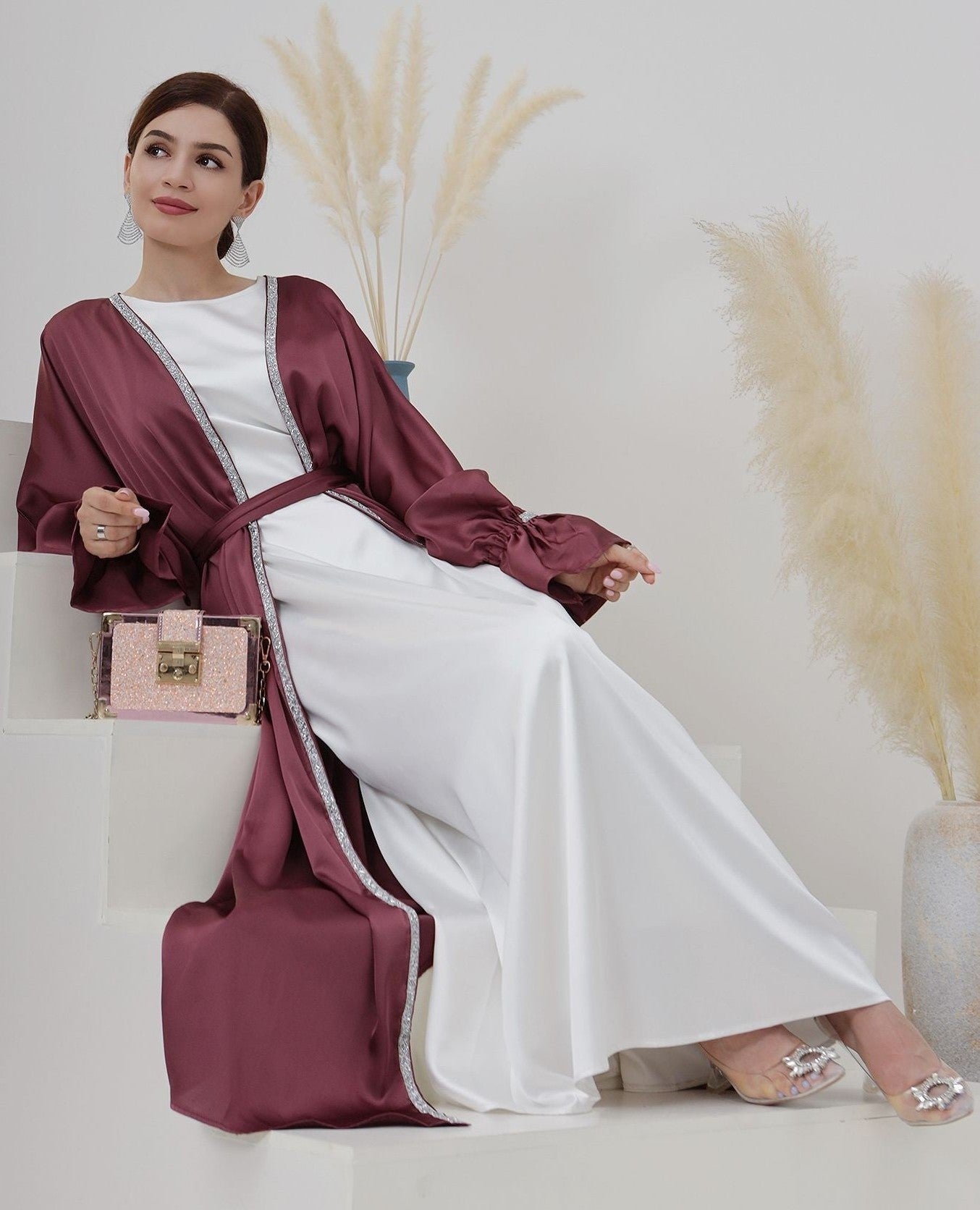 Noreen Satin Abaya Set