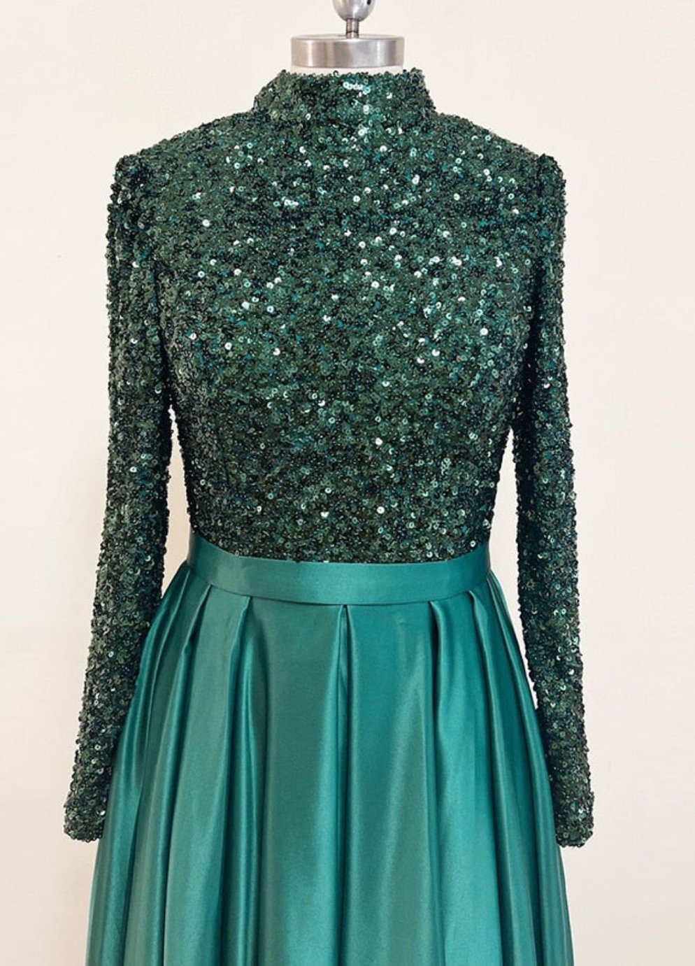 Meera Glitter Gown-Emerald Green