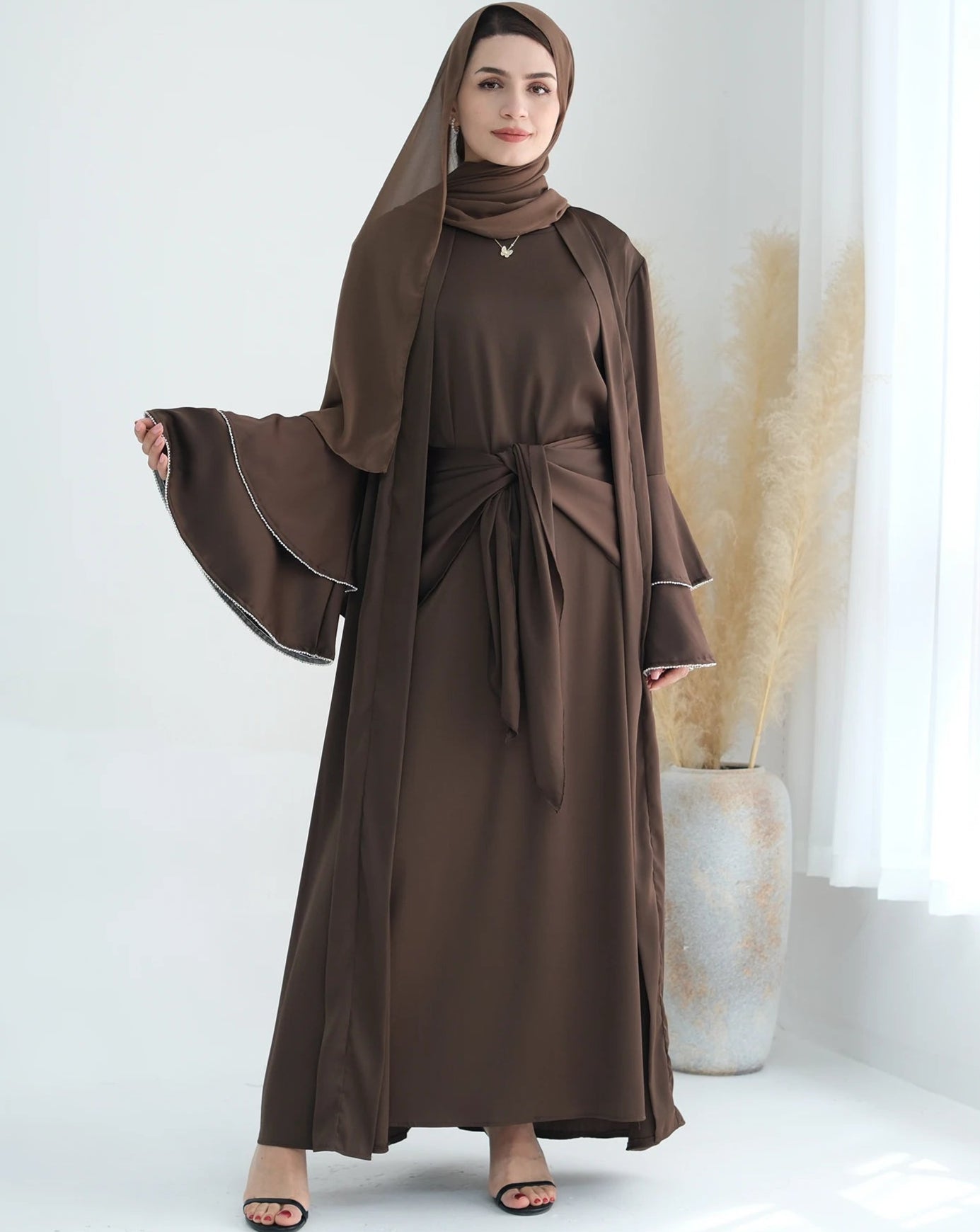 Humera Satin Abaya Set