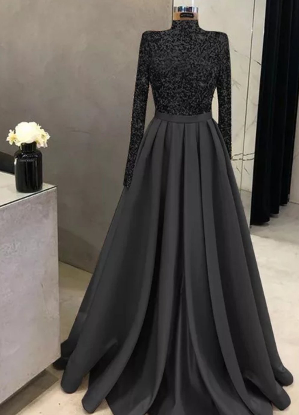 Meera Glitter Gown- Midnight Black