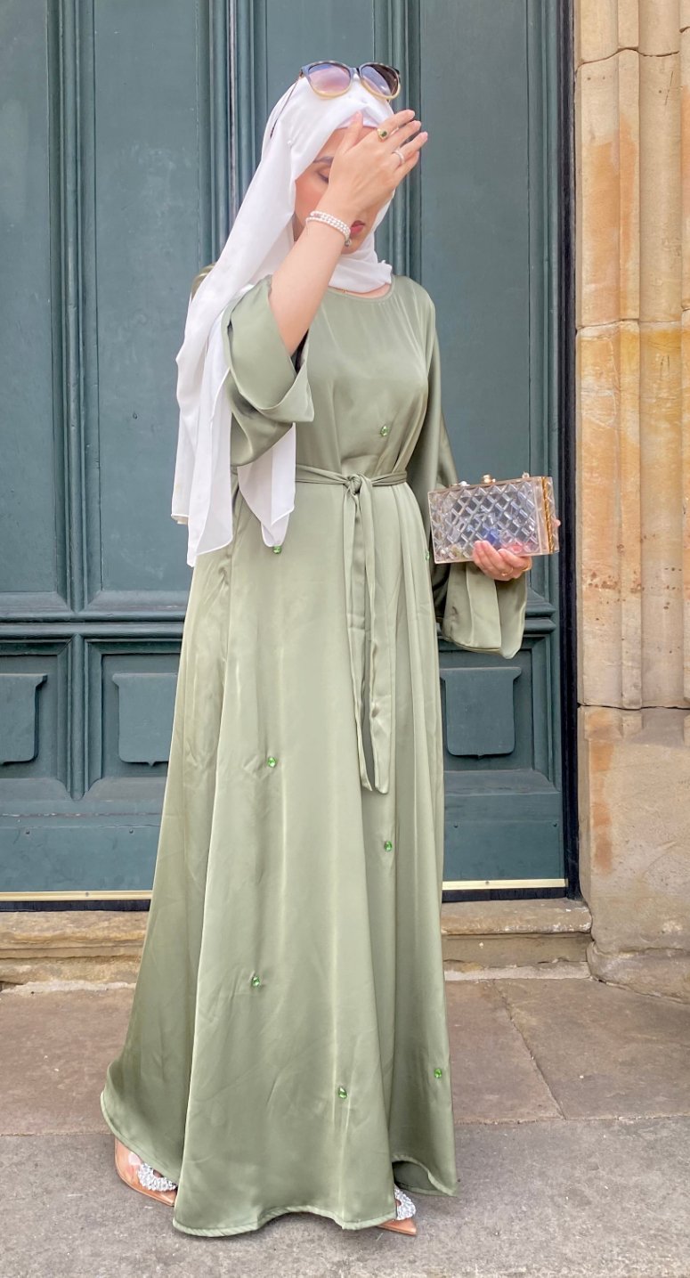 Nina Beaded Satin Abaya