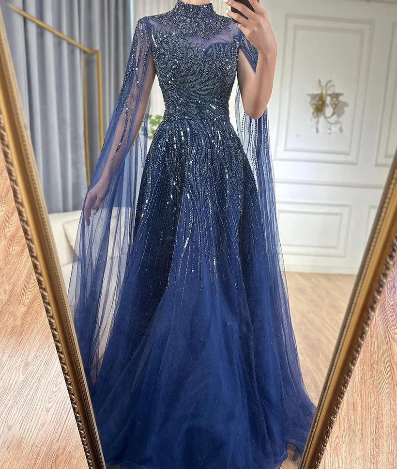 Aliyah Tulle Cape Gown