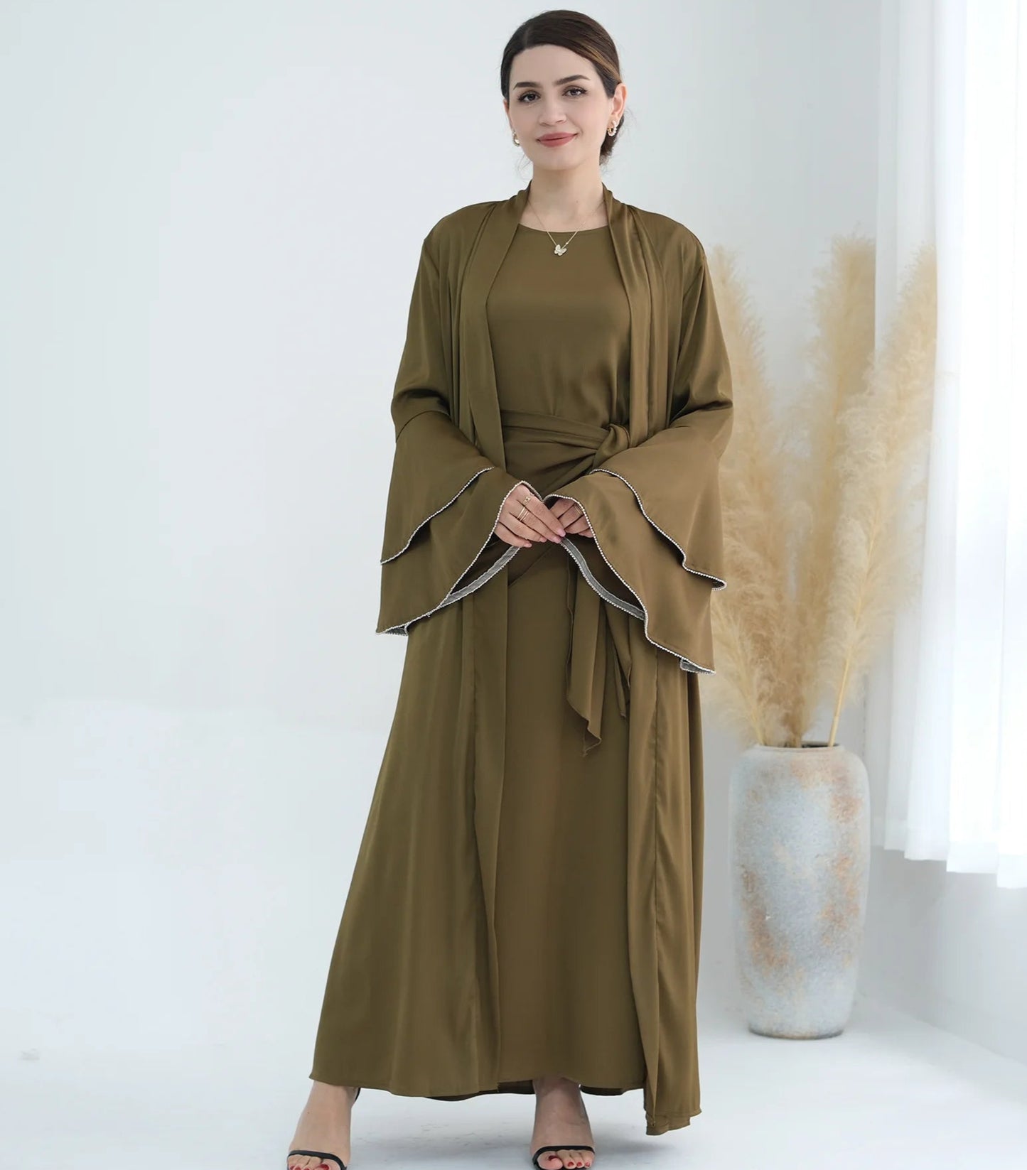 Humera Satin Abaya Set