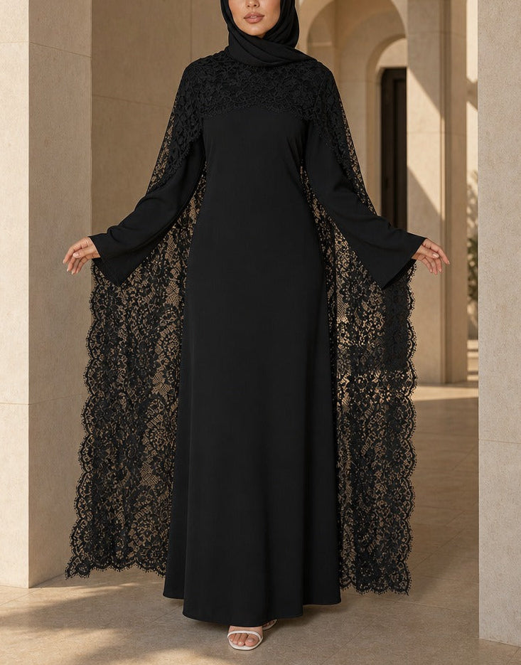 Sia-Lace Cape Abaya