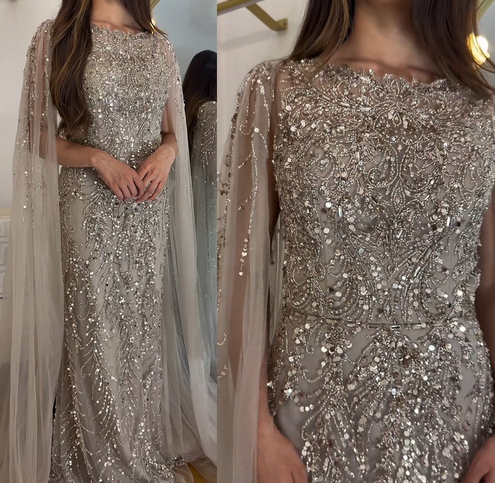 Aamira Embellished Cape Gown