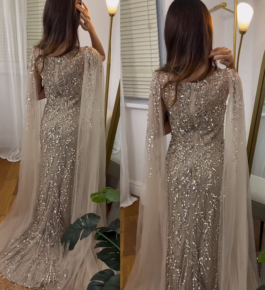 Aamira Embellished Cape Gown