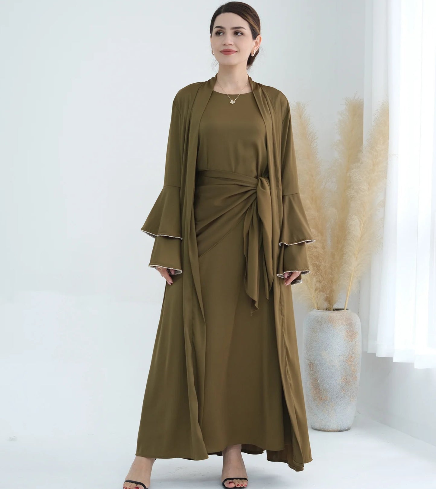 Humera Satin Abaya Set