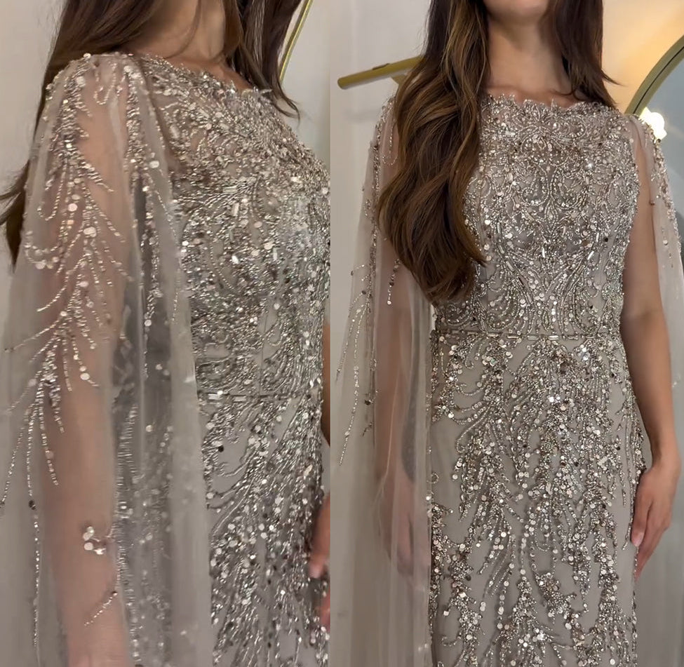 Aamira Embellished Cape Gown