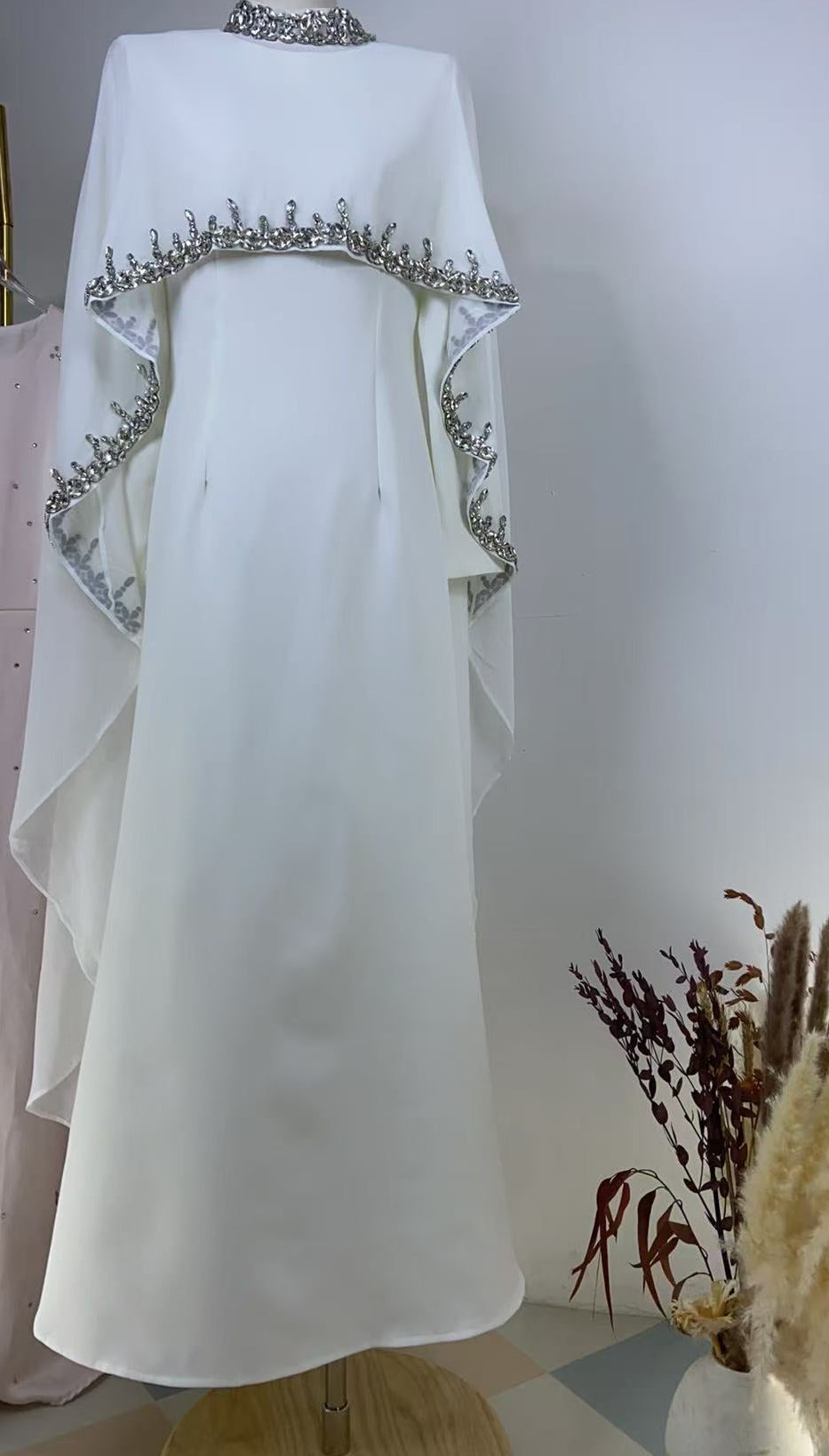 Aya Beaded Cape Dress