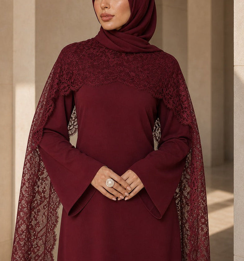 Sia-Lace Cape Abaya