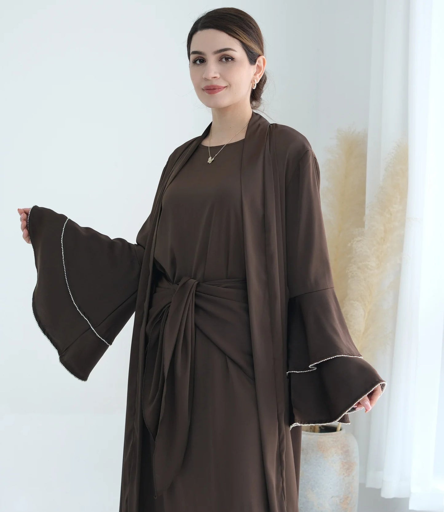 Humera Satin Abaya Set