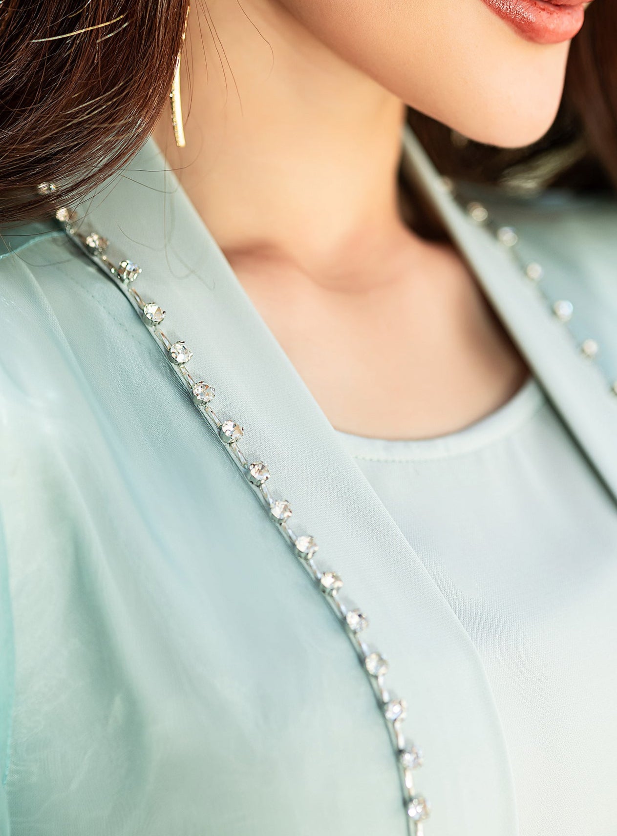 Lila Organza Abaya Set