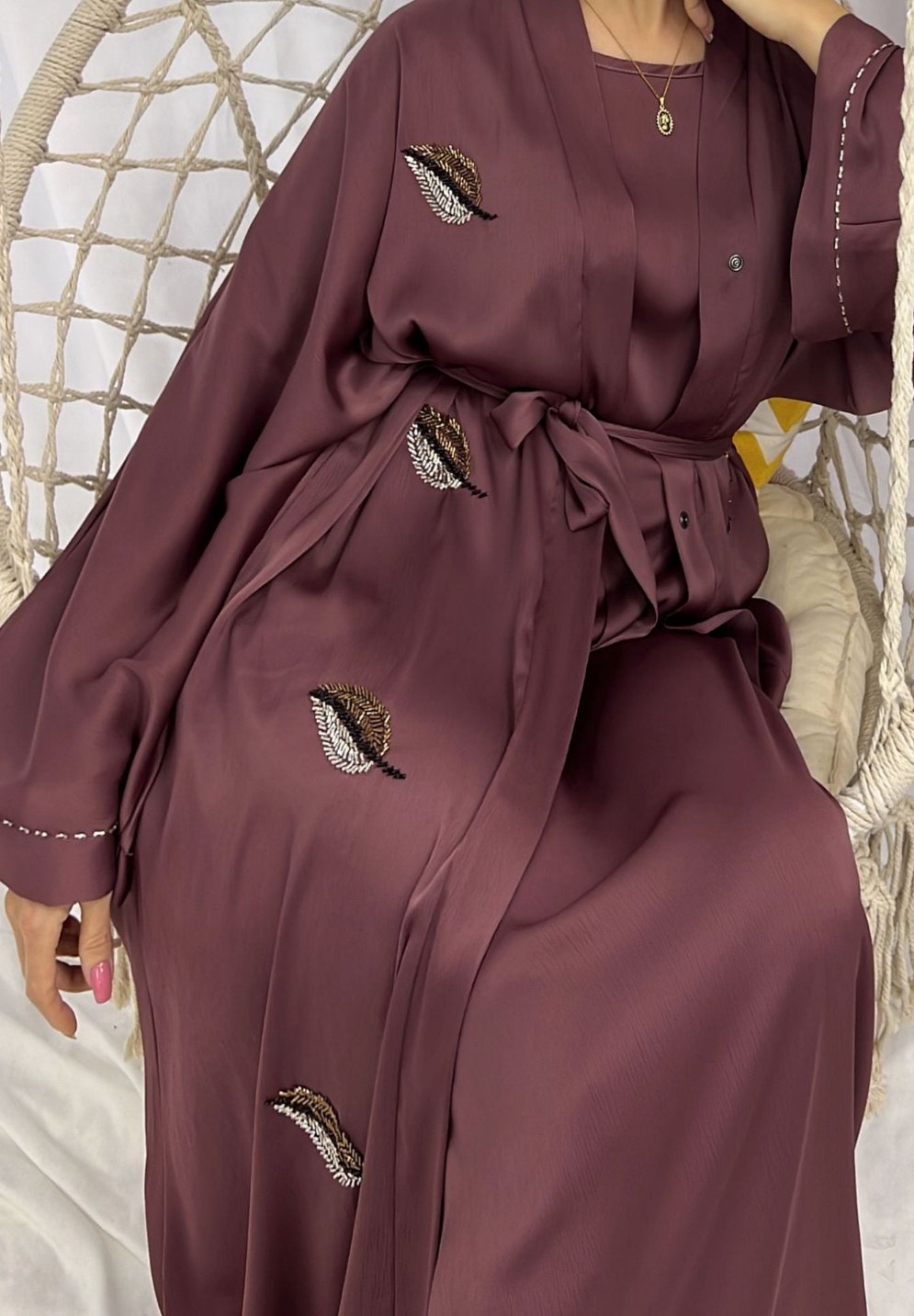HAANI- Beaded Button Down Abaya