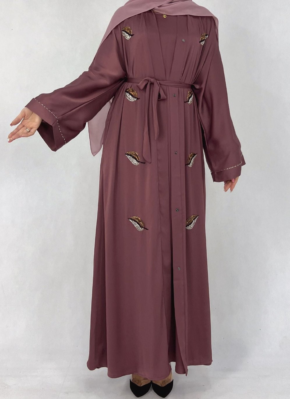 HAANI- Beaded Button Down Abaya