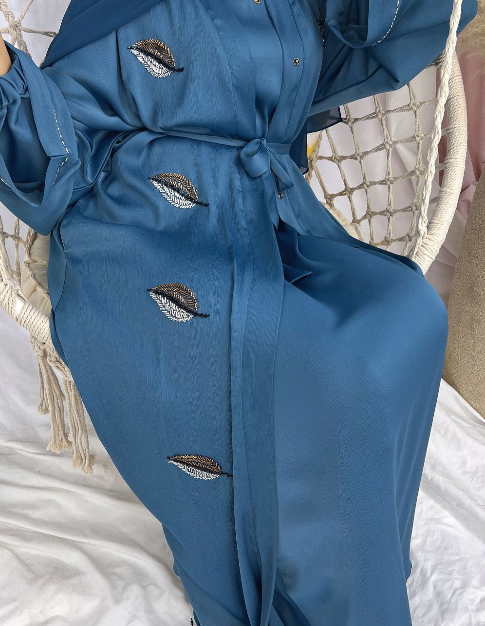 HAANI- Beaded Button Down Abaya