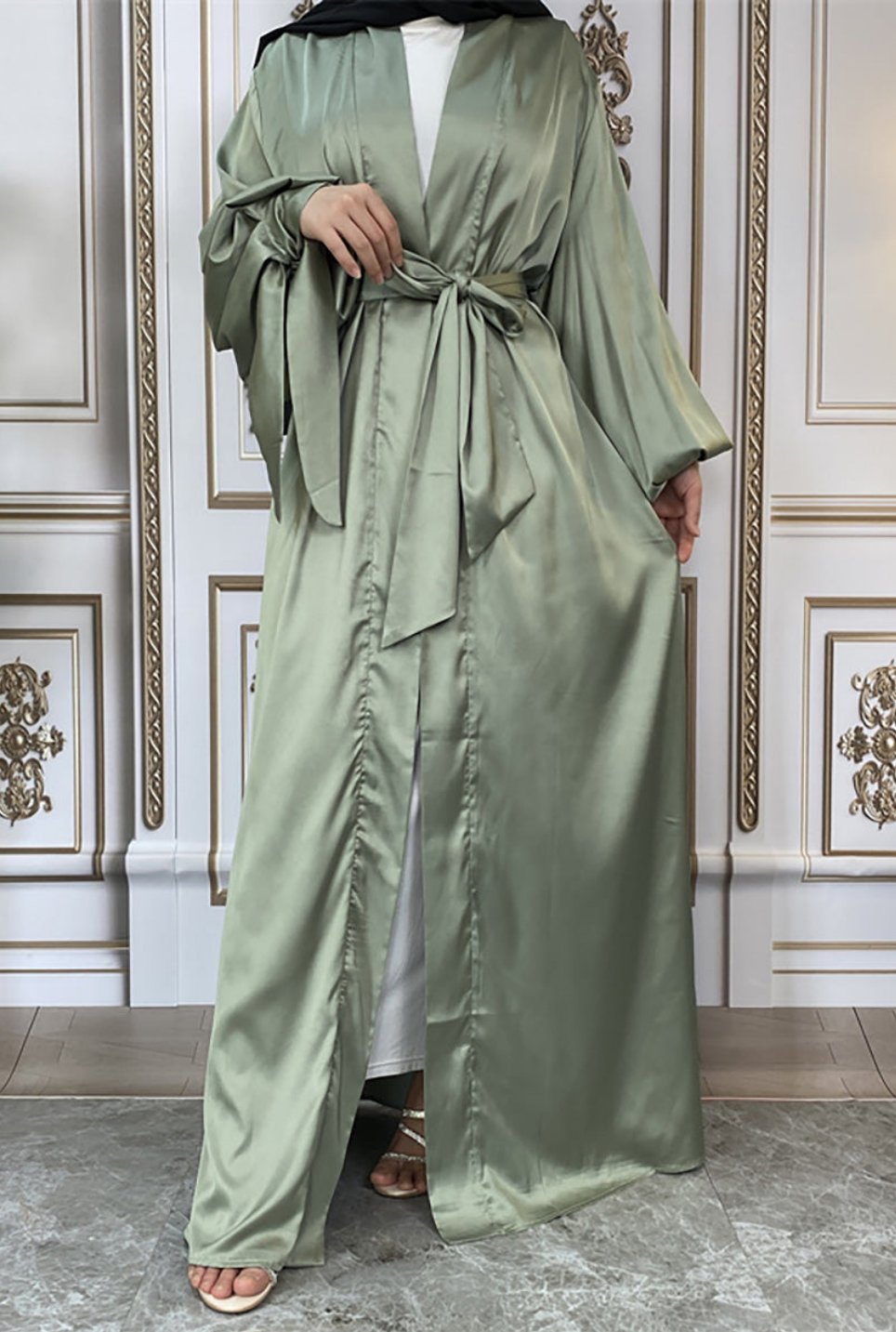 Maaya Satin Tie Abaya