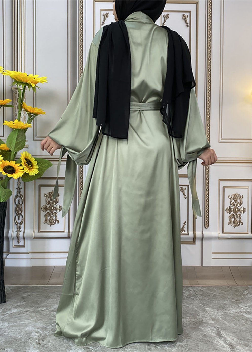 Maaya Satin Tie Abaya