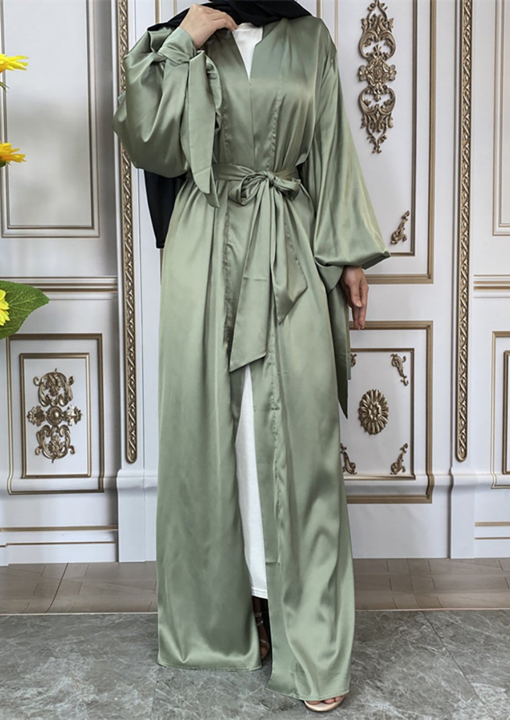 Maaya Satin Tie Abaya