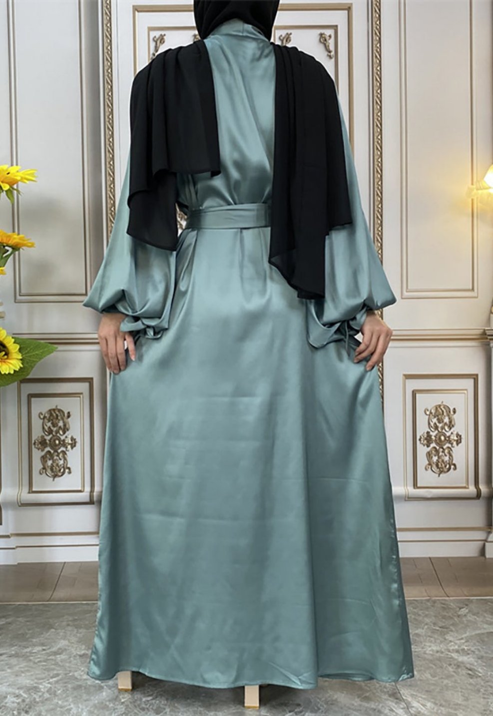 Maaya Satin Tie Abaya