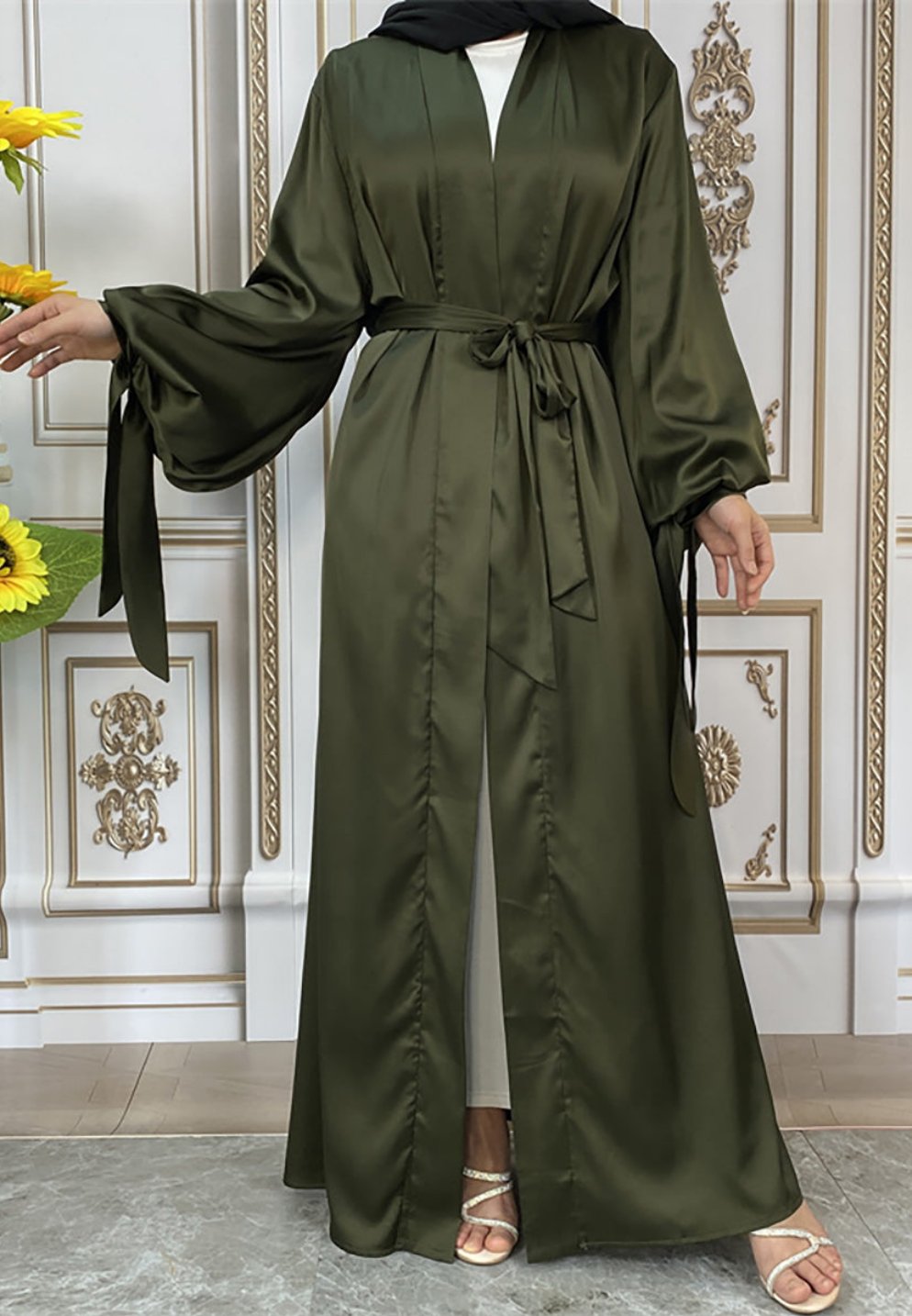 Maaya Satin Tie Abaya