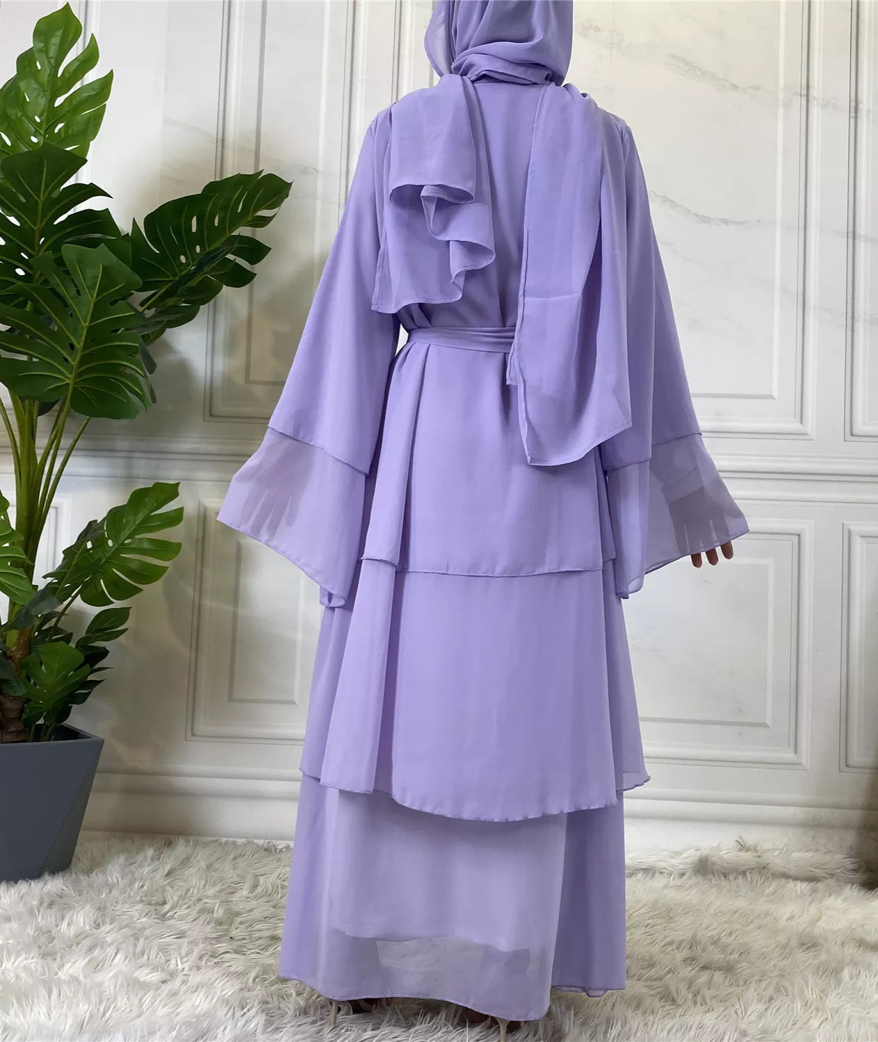 Alizeh-Layered Chiffon Abaya