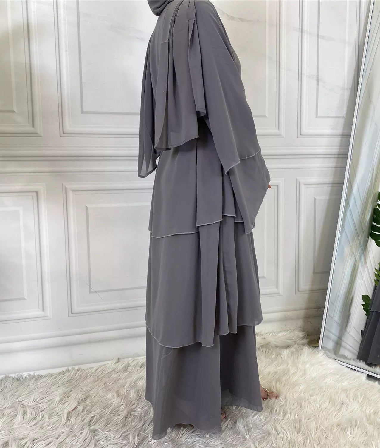 Alizeh-Layered Chiffon Abaya