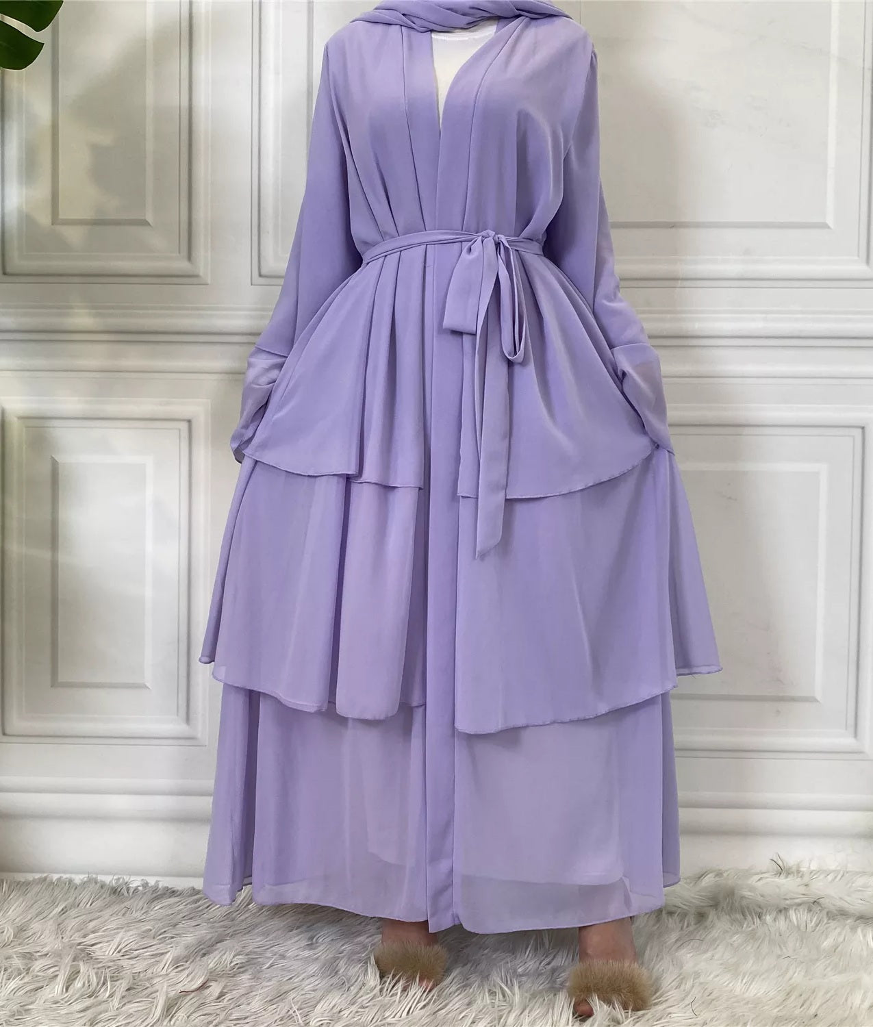 Alizeh-Layered Chiffon Abaya