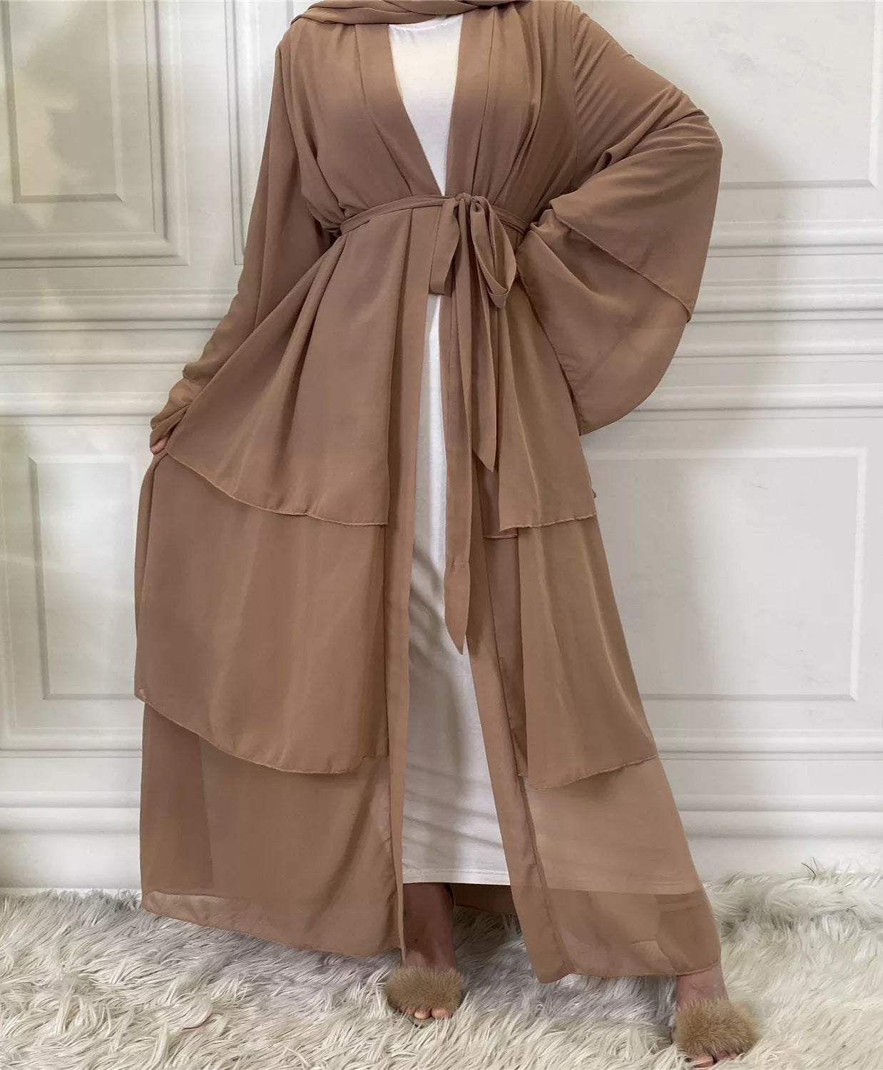 Alizeh-Layered Chiffon Abaya