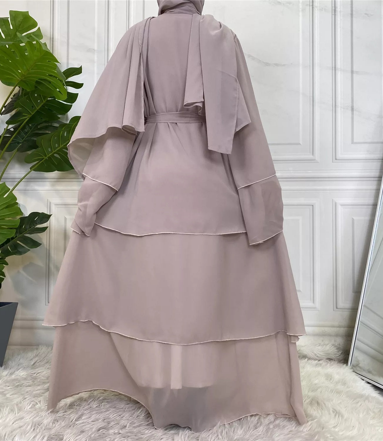Alizeh-Layered Chiffon Abaya