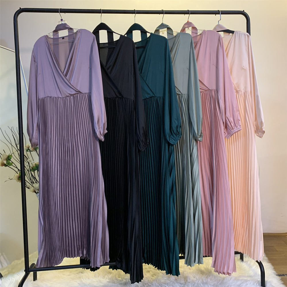 Freya Pleated Satin Dress