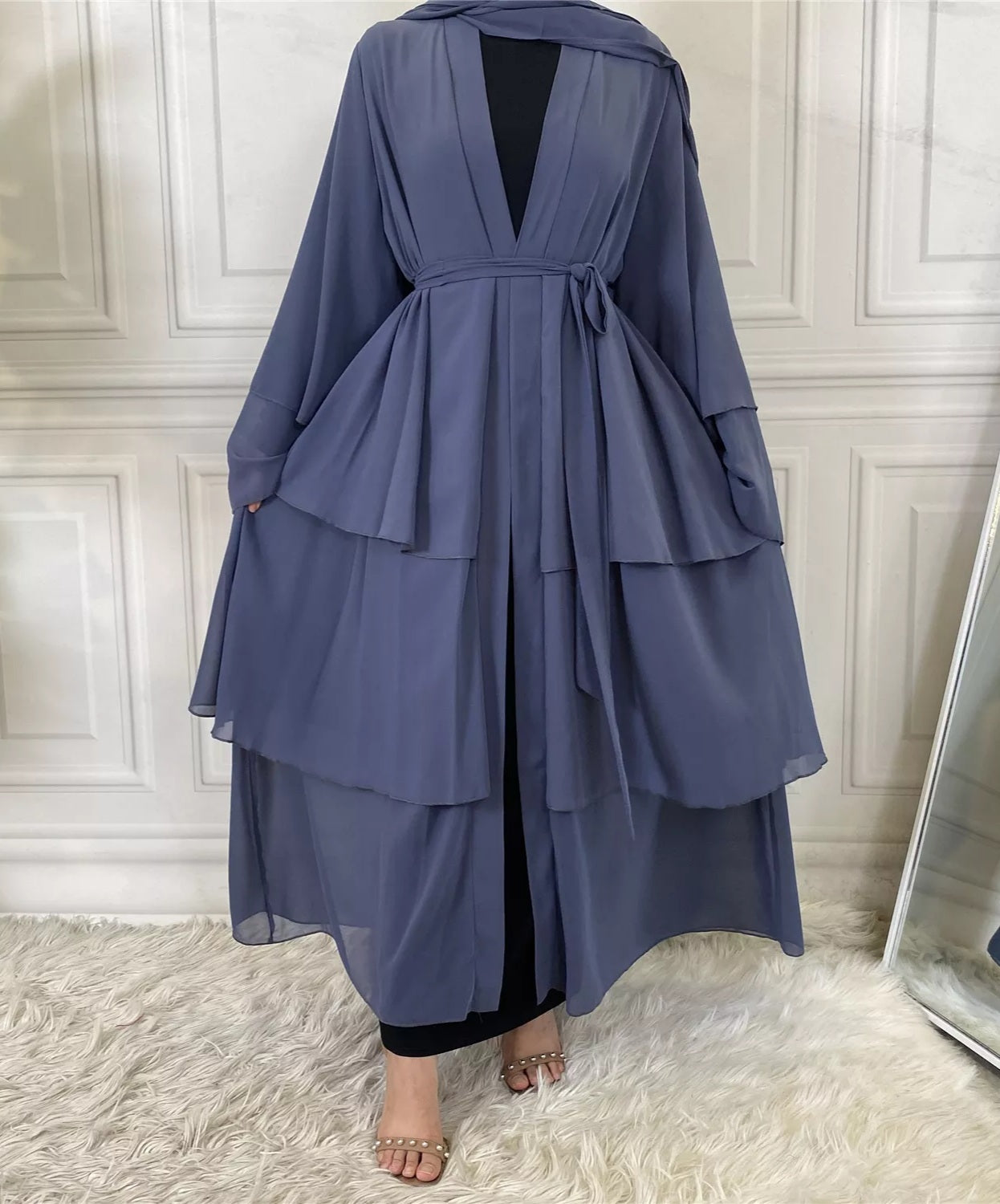 Alizeh-Layered Chiffon Abaya