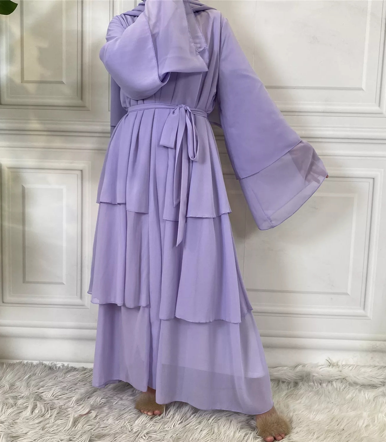 Alizeh-Layered Chiffon Abaya