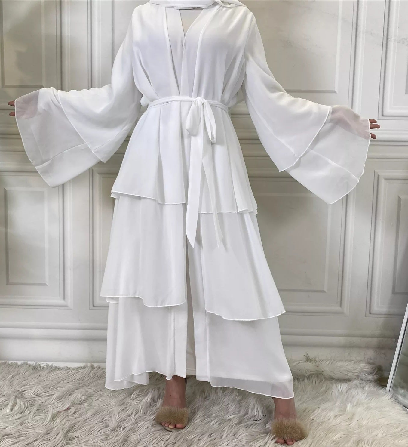 Alizeh-Layered Chiffon Abaya