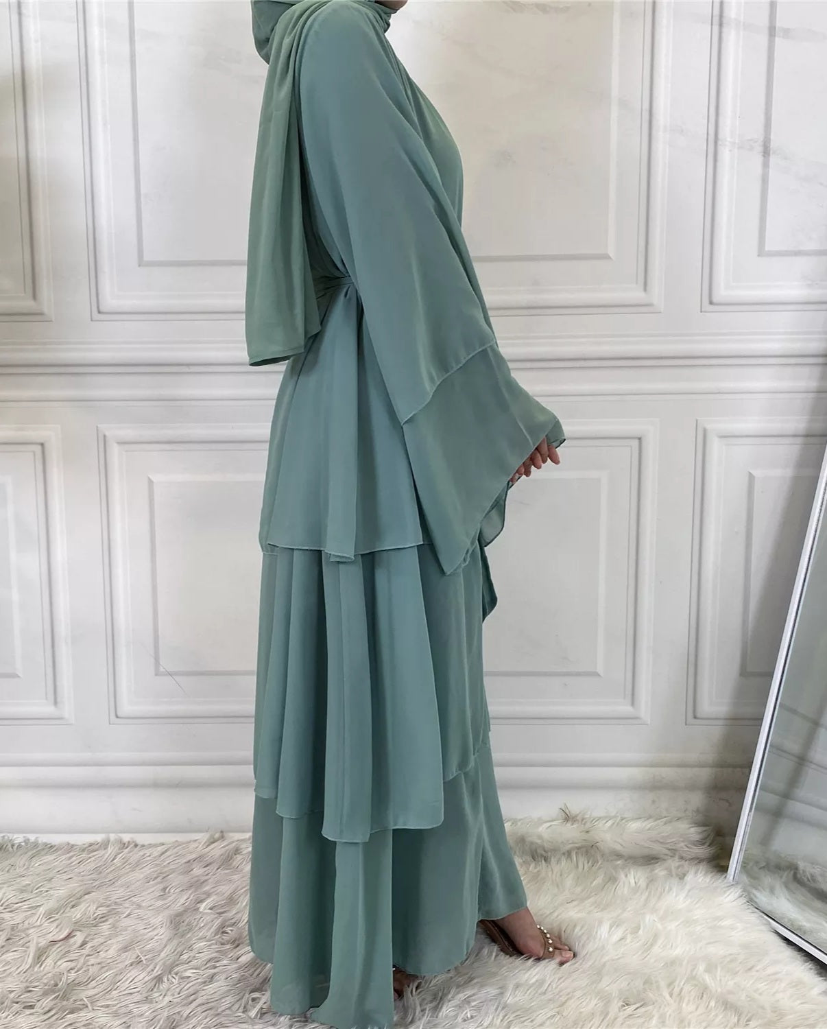 Alizeh-Layered Chiffon Abaya