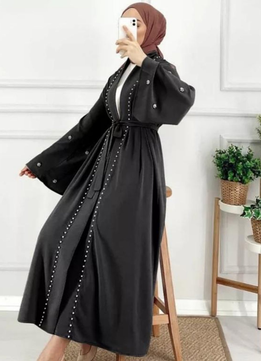 Pearl Embellished Abaya