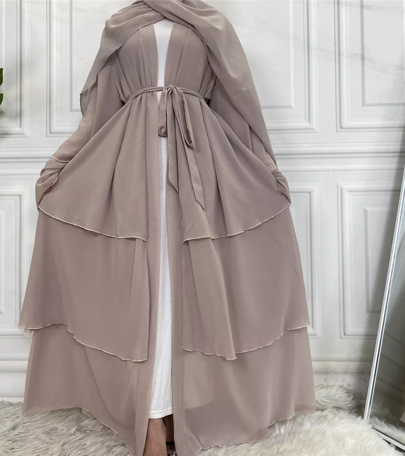 Alizeh-Layered Chiffon Abaya