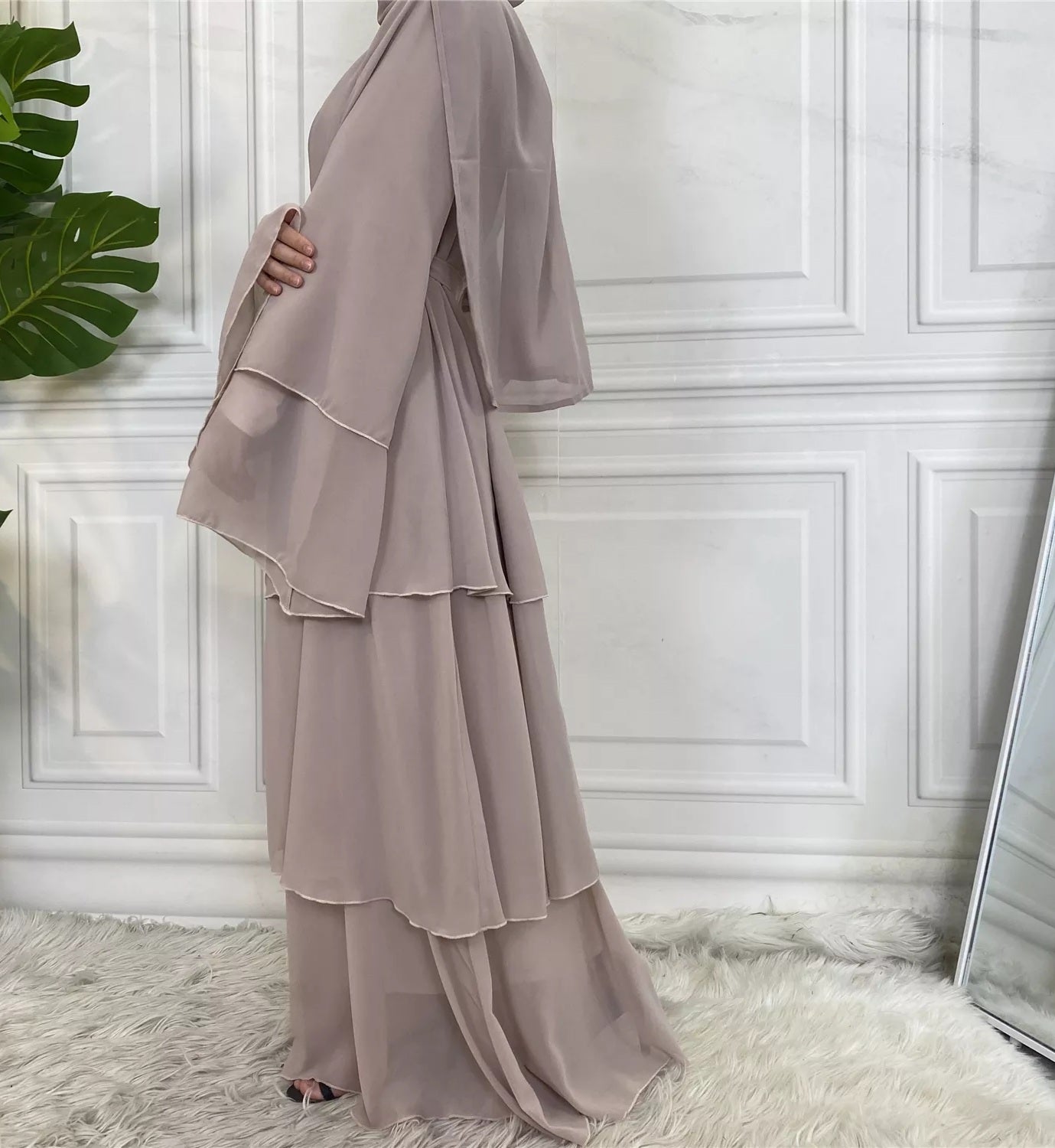 Alizeh-Layered Chiffon Abaya
