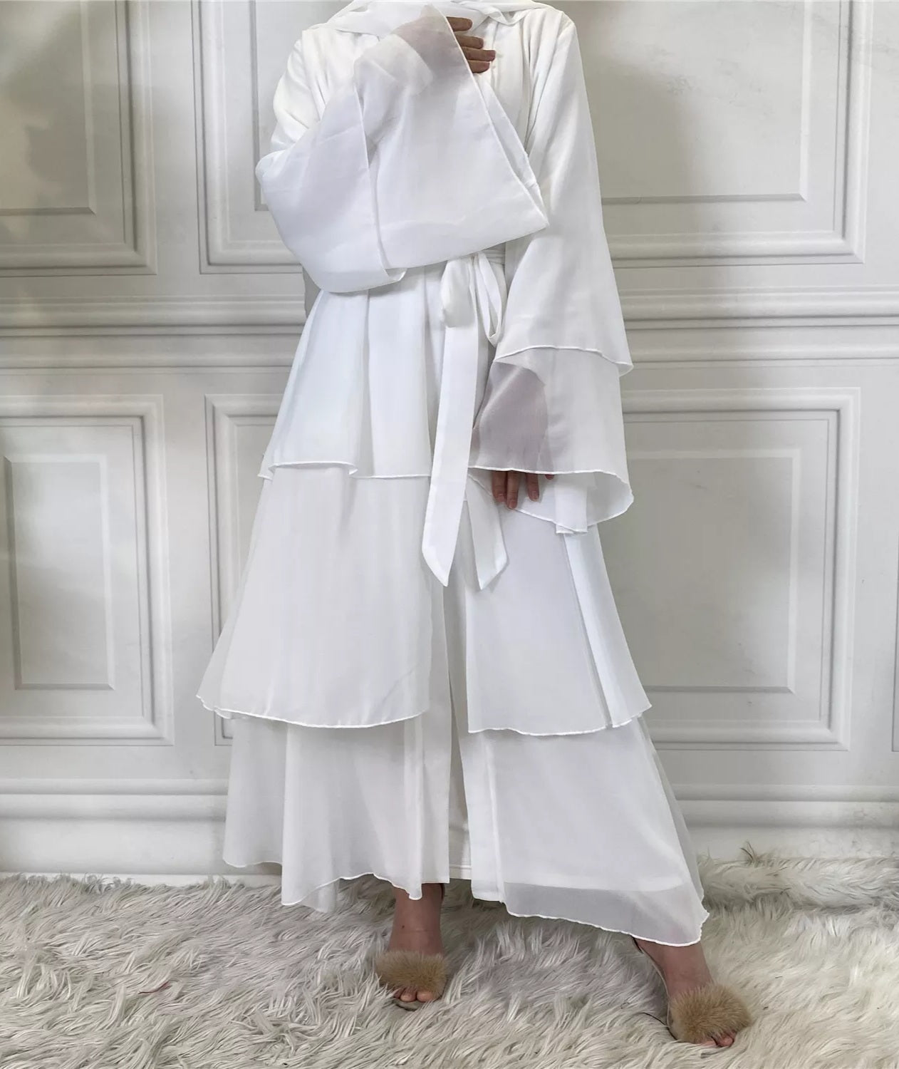Alizeh-Layered Chiffon Abaya