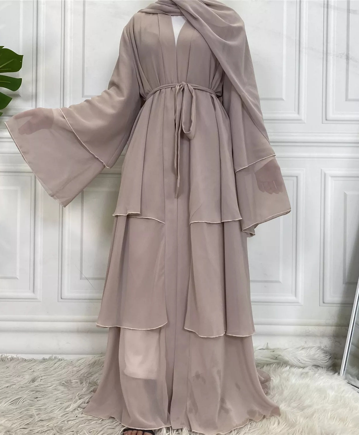 Alizeh-Layered Chiffon Abaya