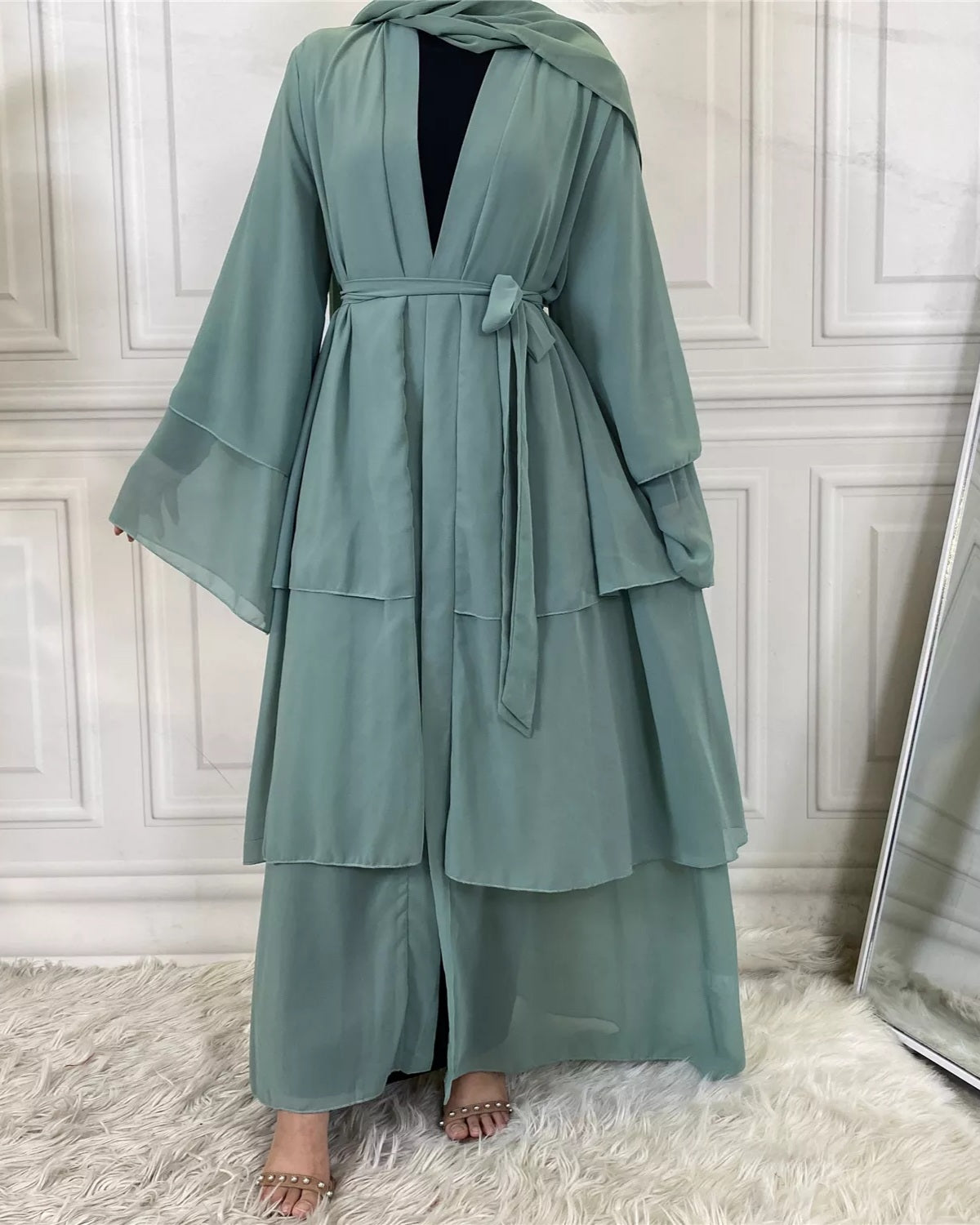 Alizeh-Layered Chiffon Abaya