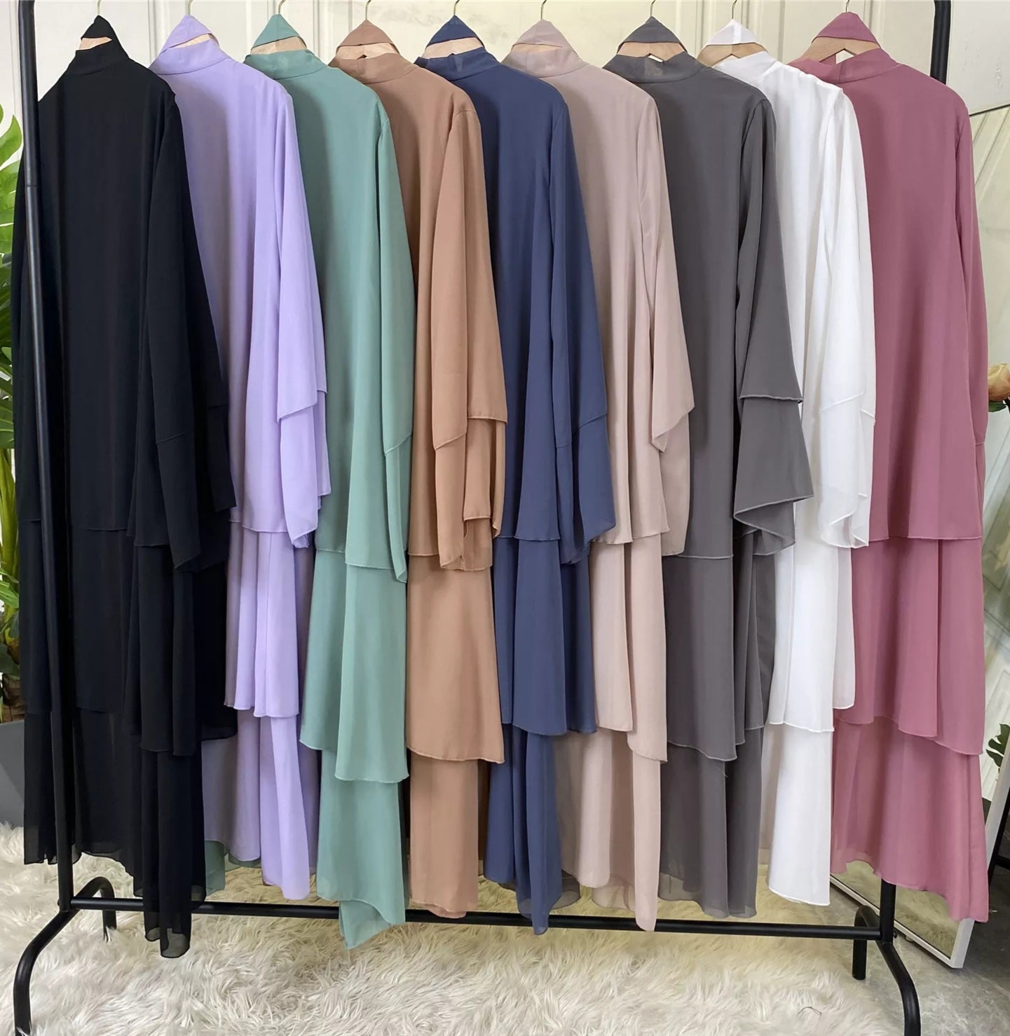 Alizeh-Layered Chiffon Abaya
