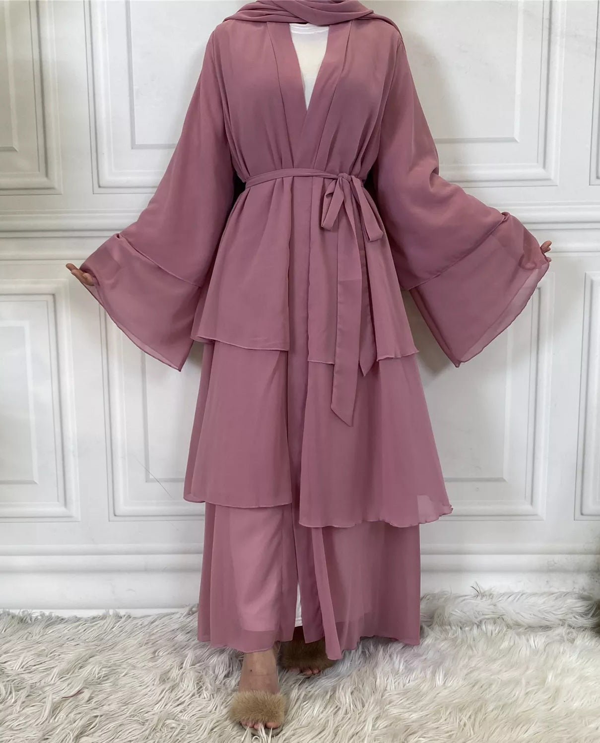 Alizeh-Layered Chiffon Abaya