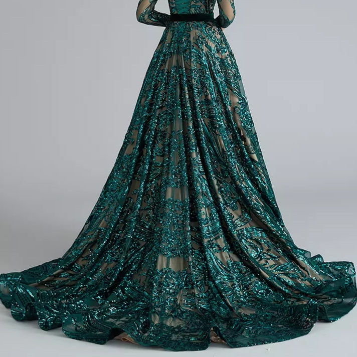 Liza Sequin Bridal Gown-Emerald Green