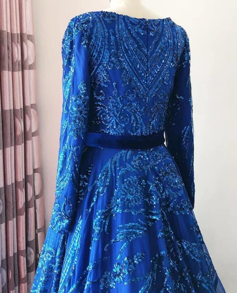 Liza Sequin Evening Gown- Royal Blue